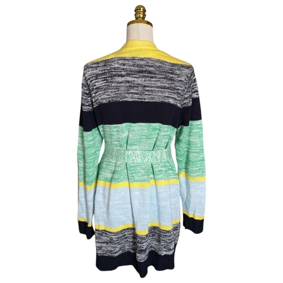 LANE BRYANT Classic Long-Sleeve Belted Colorblock Stripped Cardigan Womens 14/16 - Picture 6 of 8